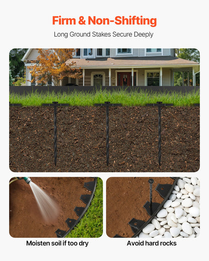 Landscape Edging Border, 10Pcs 6 ft x 1.6 in Plastic Garden Edging with 60 Spikes, Sun-Resistant Flowerbed Borders, DIY Layout, No Dig Garden Edger Border Divider for Lawn Edgings for Yard