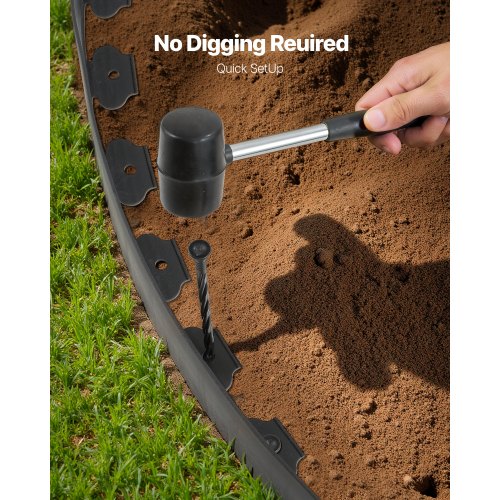 Landskapskant, 2000 x 10 cm plastträdgårdskant med 30 spikar och 2 markpinnar, grävfri, flexibel gräskantrulle, UV-resistent mini-staketkant för rabatter, marksten |  EU