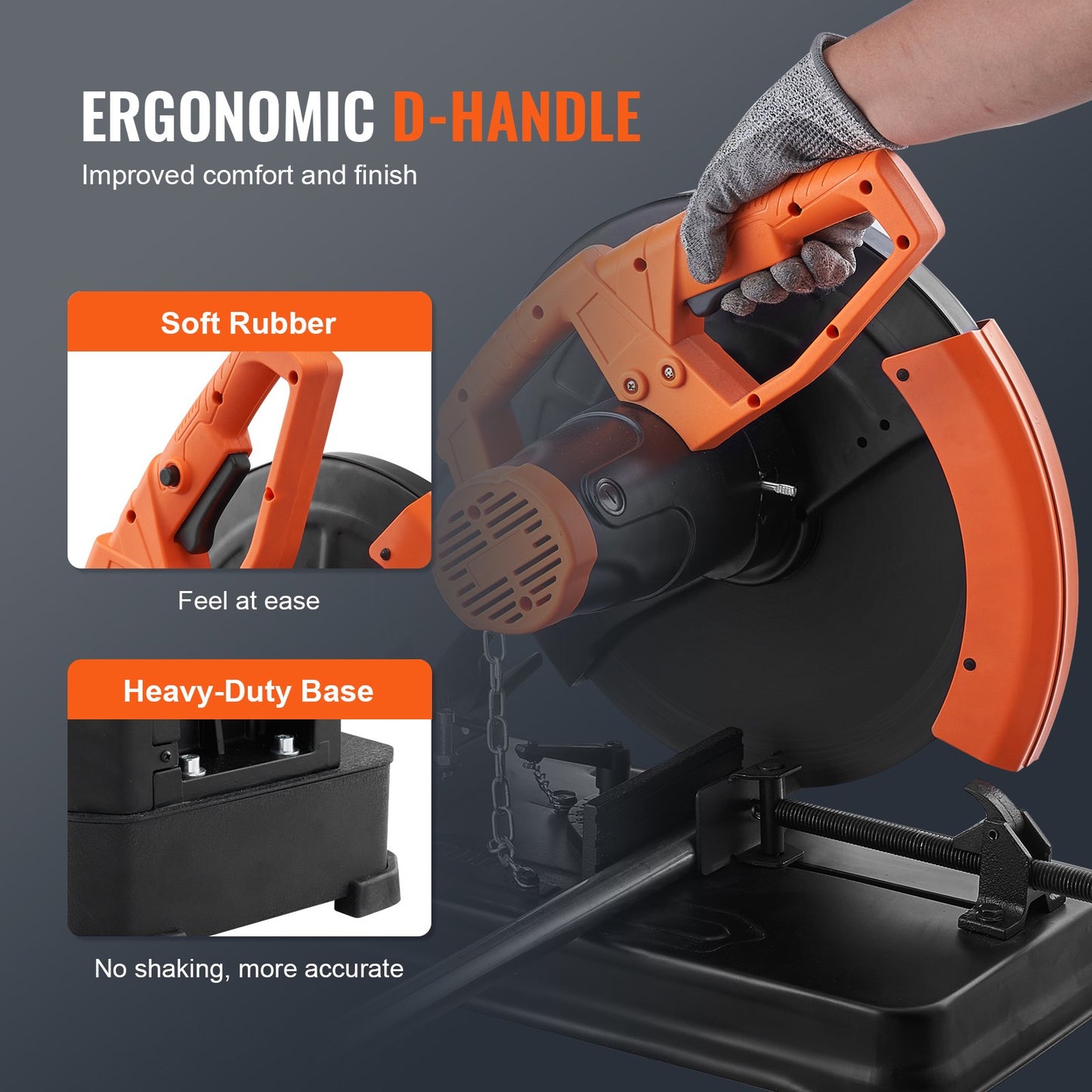 Abrasive Chop Saw, 14"/355mm Blade Diameter Cut Off Saw, 2300W 3600RPM Steel Cutting Machine, 0-45° Adjustable Angle Miter Saw for Cutting Metal Cutting Chop Saw for Steel/Rebar/Iron/Aluminum