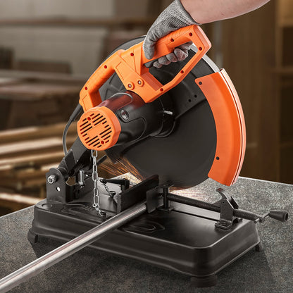 Abrasive Chop Saw, 14"/355mm Blade Diameter Cut Off Saw, 2300W 3600RPM Steel Cutting Machine, 0-45° Adjustable Angle Miter Saw for Cutting Metal Cutting Chop Saw for Steel/Rebar/Iron/Aluminum