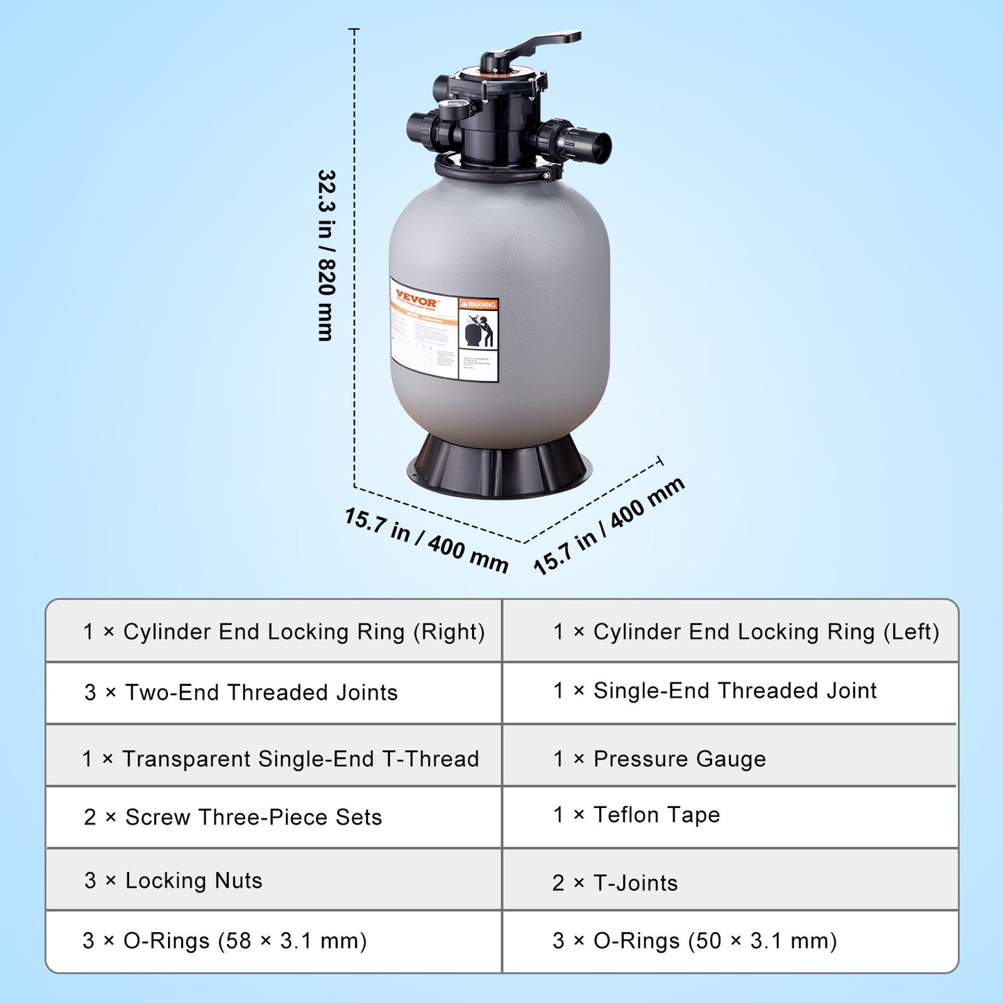 Sandfilter, 16-tums, upp till 35 GPM flödeshastighet, ovanför ingående poolsandfiltersystem med 7-vägs flerportsventil, filter, backspolning, sköljning, recirkulera, avfall, vinter, stängda funktioner