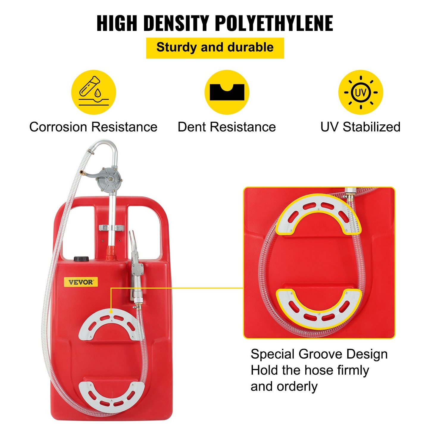 Fuel Caddy, 32 Gallon, Portable Fuel Tank on Wheels, with Manual Transfer Pump, Gasoline Diesel Fuel Container for Cars, Lawn Mowers, ATVs, Boats, More, Red