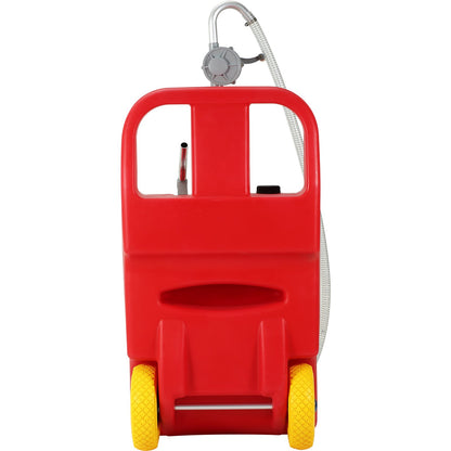 Fuel Caddy, 32 Gallon, Portable Fuel Tank on Wheels, with Manual Transfer Pump, Gasoline Diesel Fuel Container for Cars, Lawn Mowers, ATVs, Boats, More, Red