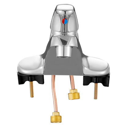 Single Handle Sink Faucet, Chrome-Plated Silver Single Handle Bathroom Faucet, Kitchen Water Faucets with Overflow 1 or 3 Hole, Suitable for Bathroom, RV, Bar Sink, Public Restroom, Press-Type