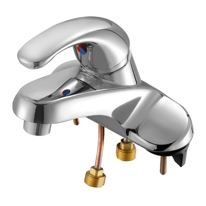 Single Handle Sink Faucet, Chrome-Plated Silver Single Handle Bathroom Faucet, Kitchen Water Faucets with Overflow 1 or 3 Hole, Suitable for Bathroom, RV, Bar Sink, Public Restroom, Press-Type