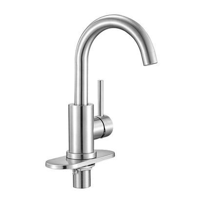 Single Handle Sink Faucet, Kitchen Faucet Brushed Nickel Single Handle, Kitchen Water Faucets with Anti-Splash Aerator, Suitable for Bathroom, RV, Bar Sink, Public Restroom, High Arc Spout