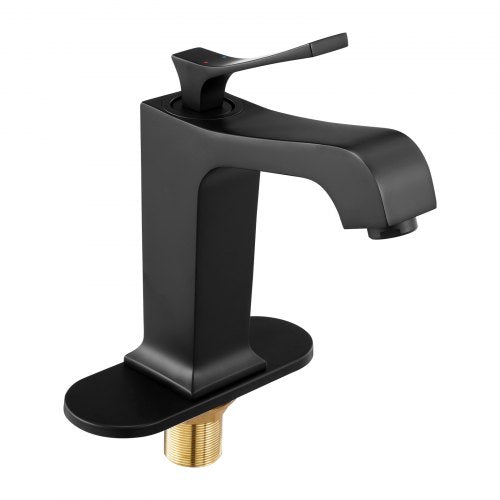 Single Handle Sink Faucet, Matte Black Finish Faucet Kitchen Sink, Kitchen Water Faucets with Push-Button Drain, Suitable for Bathroom, RV, Bar Sink, Public Restroom, Waterfall-Style Spout