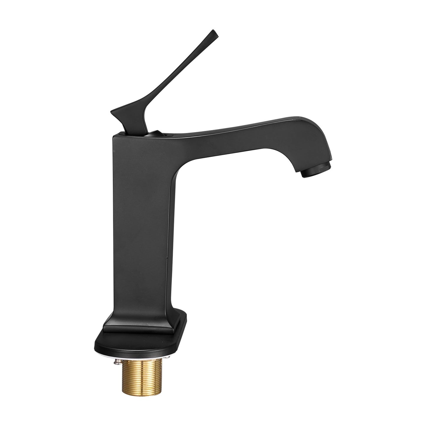 Single Handle Sink Faucet, Matte Black Finish Faucet Kitchen Sink, Kitchen Water Faucets with Push-Button Drain, Suitable for Bathroom, RV, Bar Sink, Public Restroom, Waterfall-Style Spout