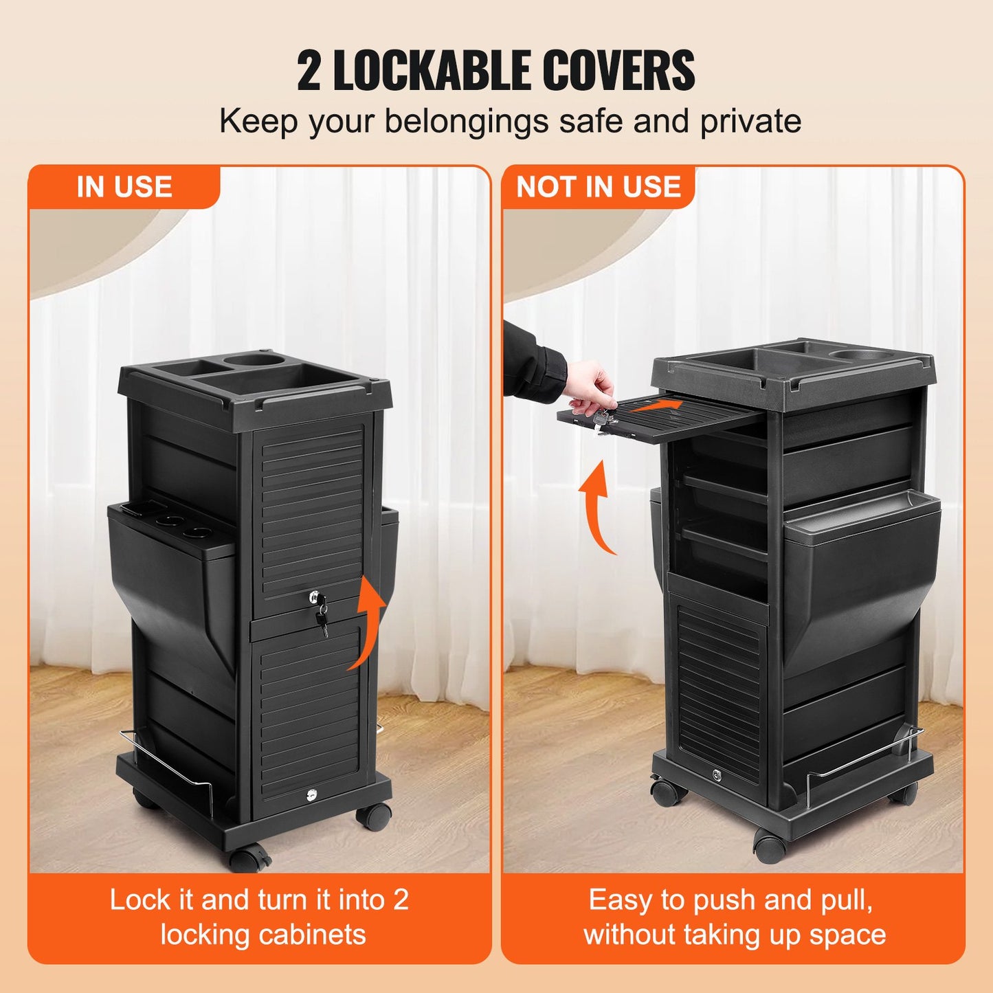 Ultimativer Salon-Trolley-Wagen, abschließbarer Schönheitssalon-Trolley für Stylisten mit 6 herausnehmbaren Schubladen und Werkzeughalter, Friseurwagen aus Kunststoff mit feststellbaren Rädern für Beauty-SPA-Barbier