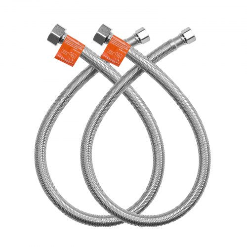 Faucet Hose Connector, 24-Inch Length, 3/8 Inch Comp x 1/2 Inch FIP 2-Pack Braided Stainless Steel Faucet Supply Line, Faucet Hose Connects Kitchen Bathroom Sink to Water Supply, Certified Safe