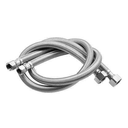 Faucet Hose Connector, 24-Inch Length, 3/8 Inch Comp x 1/2 Inch FIP 2-Pack Braided Stainless Steel Faucet Supply Line, Faucet Hose Connects Kitchen Bathroom Sink to Water Supply, Certified Safe