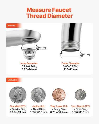 Faucet Aerator, 360° Swivel Kitchen Sink Aerator, 5-Function 5-Flow Sink Sprayer Attachment, Bathroom Faucet Extender Head Replacement for 15/16 inch Female Thread with Adapter & 55/64 inch Male