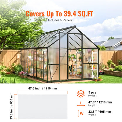 5-pack polycarbonate greenhouse panels 2' X 4' X 0.32'' roof sheets