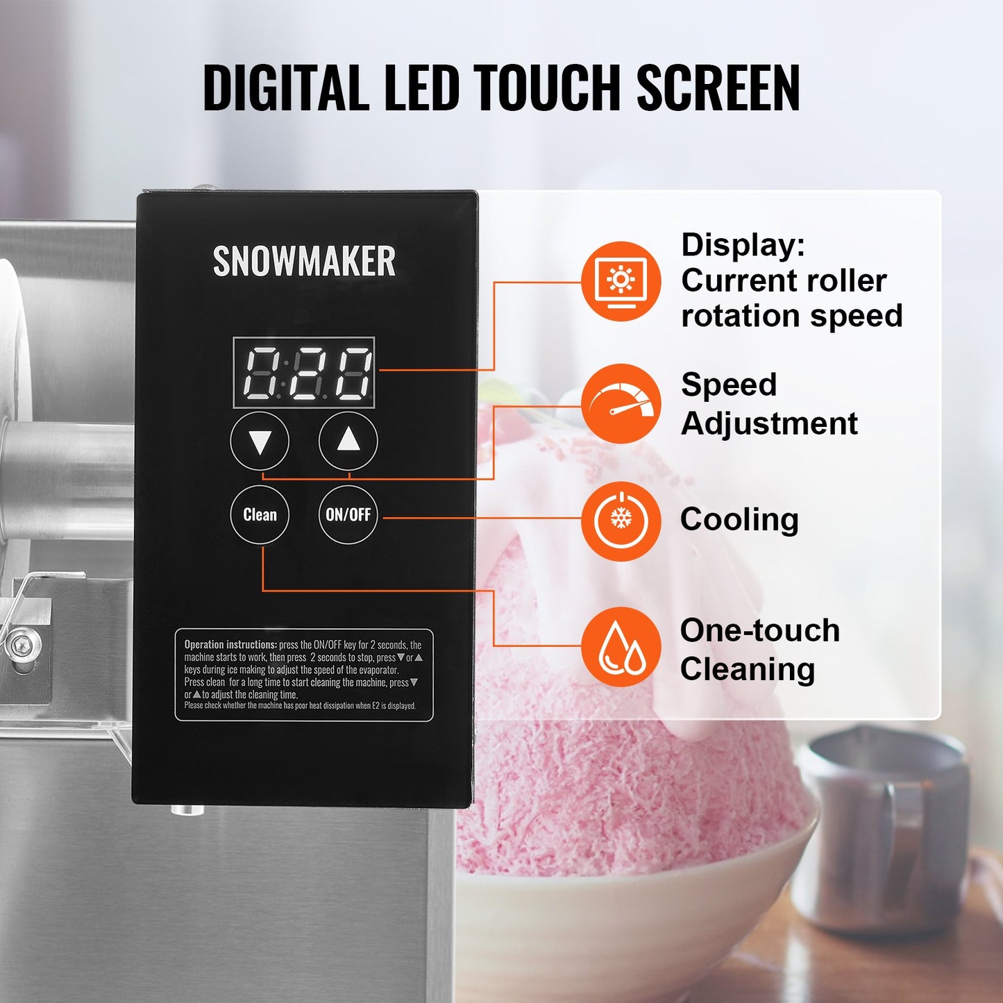 Kommersiell snöflingaismaskin 385LBS/24H rostfritt stål för glass