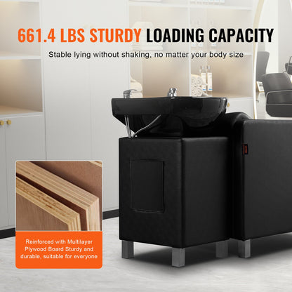 Shampoo Backwash Chair Salon & Spa Hårtvättstation med brett fotstöd