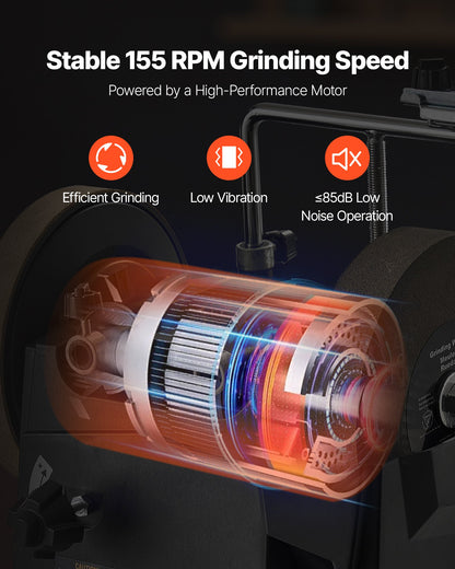 8-Inch Wet Sharpening System, Water-Cooled Knife Grinder Machine with 155 RPM Grinding Speed, Vertical/Horizontal Two-Direction Wet Stone Grinder, Wet Bench Grinder for Knife, Chisel, Knife, Axe