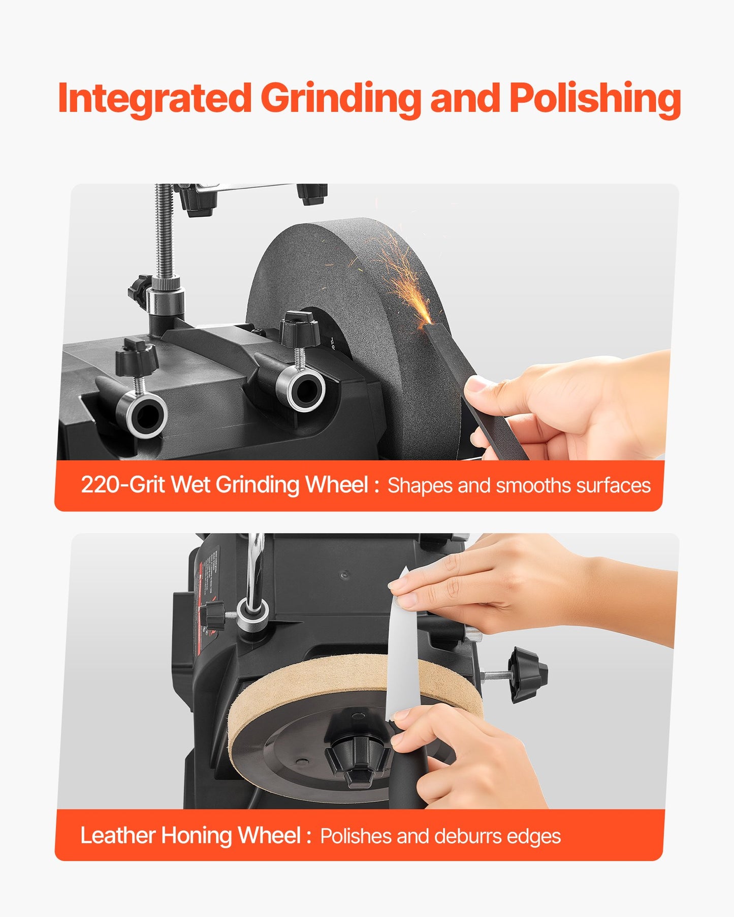 8-Inch Wet Sharpening System, Water-Cooled Knife Grinder Machine with 155 RPM Grinding Speed, Vertical/Horizontal Two-Direction Wet Stone Grinder, Wet Bench Grinder for Knife, Chisel, Knife, Axe