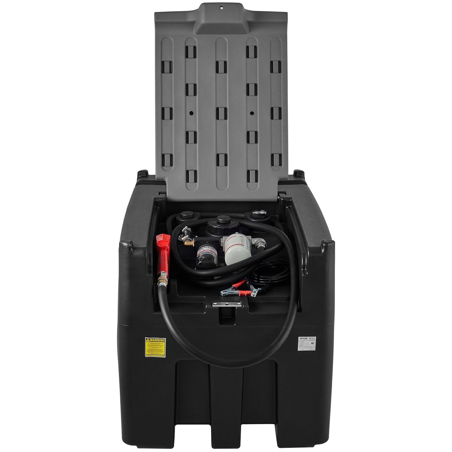 Portable Diesel Tank, 116 Gallon Capacity &amp; 10 GPM Flow Rate, Diesel Fuel Tank with 12V Electric Transfer Pump and 13.1 Feet Rubber Hose, PE Diesel Transfer Tank for Easy Fuel Transport, Black