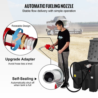 Portable Diesel Tank, 116 Gallon Capacity & 10 GPM Flow Rate, Diesel Fuel Tank with 12V Electric Transfer Pump and 13.1ft Rubber Hose, PE Diesel Transfer Tank for Easy Fuel Transportation, Black