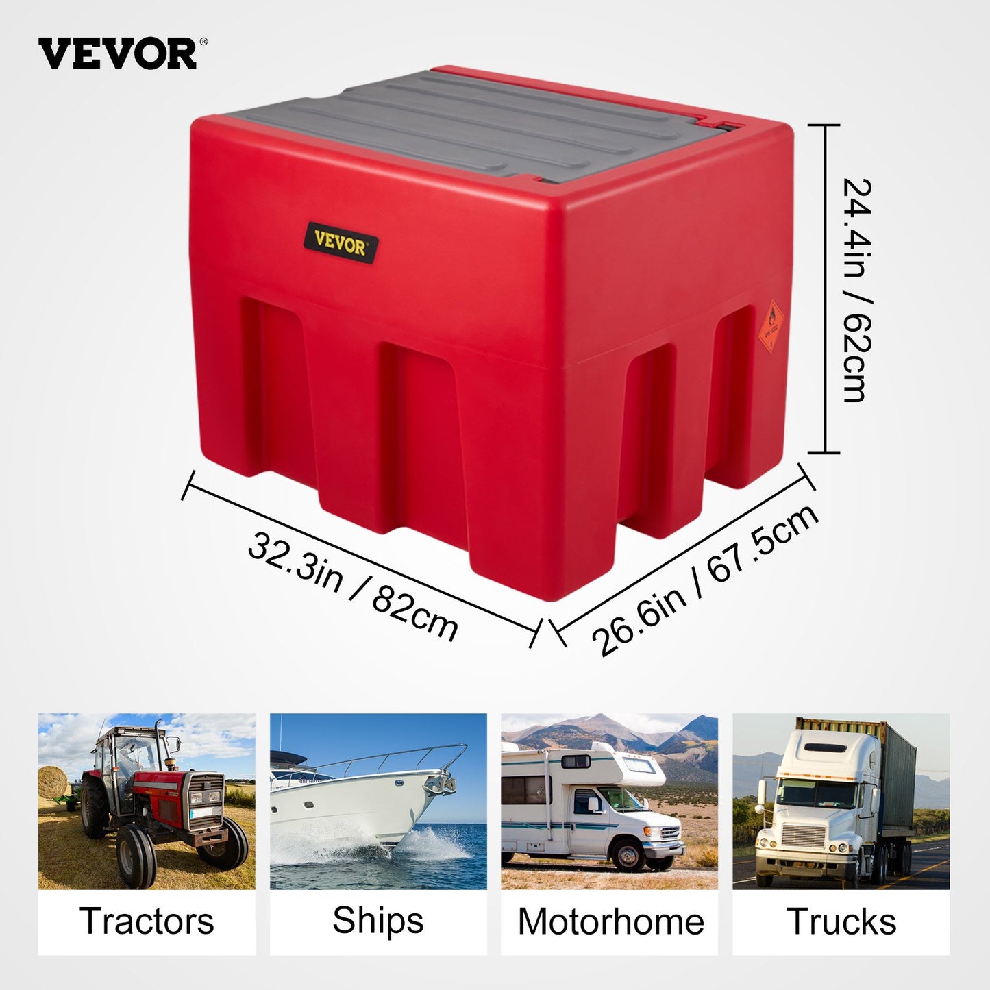 Portable Diesel Tank, 58 Gallon Capacity and 10 GPM Flow Rate, Diesel Fuel Tank with 12V Electric Transfer Pump and 13.1 Feet Rubber Hose, PE Diesel Transfer Tank for Easy Fuel Transport, Red