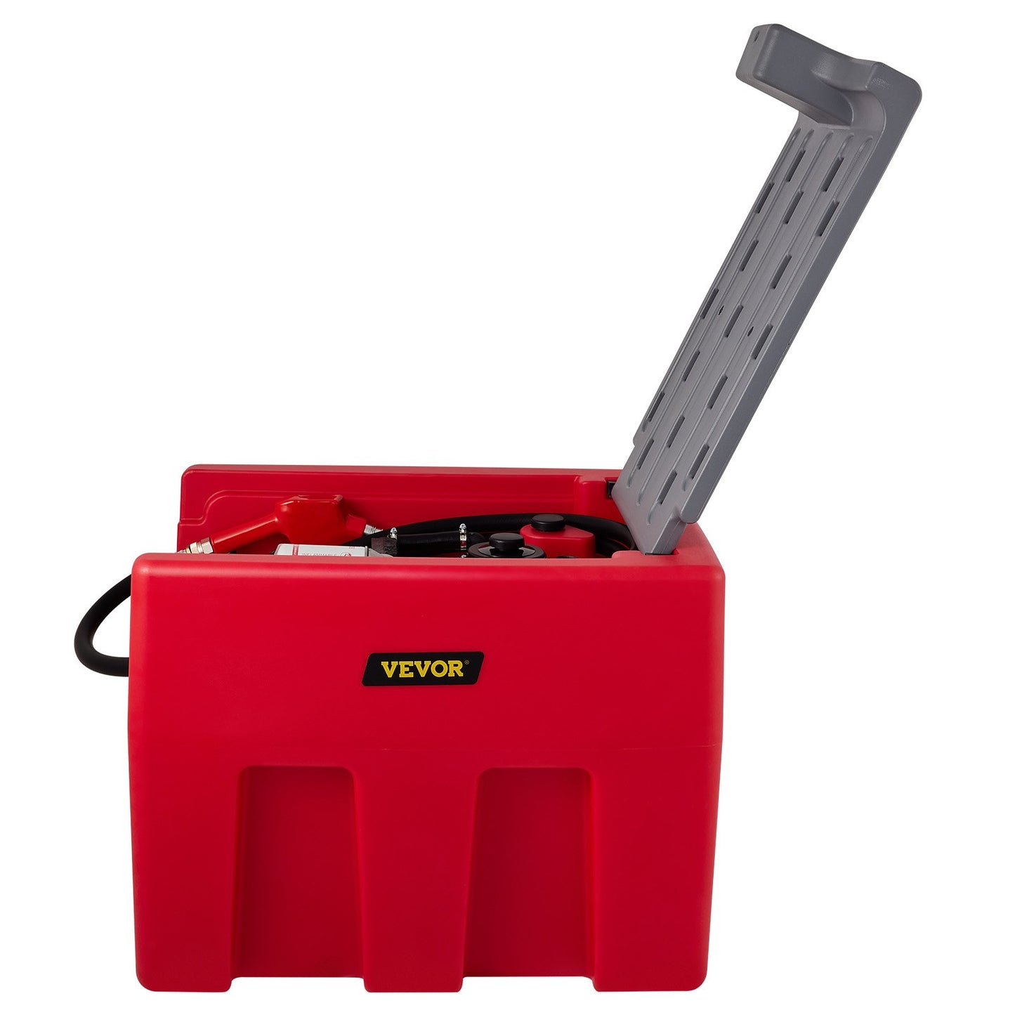 Portable Diesel Tank, 58 Gallon Capacity and 10 GPM Flow Rate, Diesel Fuel Tank with 12V Electric Transfer Pump and 13.1 Feet Rubber Hose, PE Diesel Transfer Tank for Easy Fuel Transport, Red