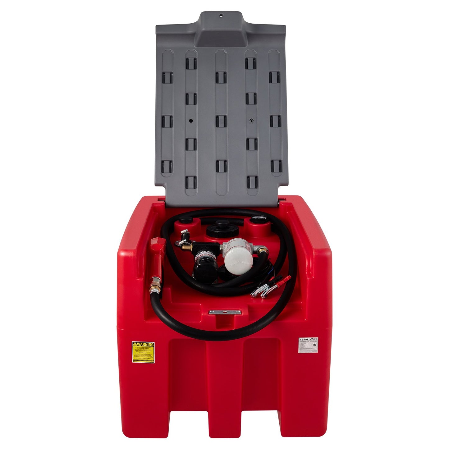 Portable Diesel Tank, 58 Gallon Capacity and 10 GPM Flow Rate, Diesel Fuel Tank with 12V Electric Transfer Pump and 13.1 Feet Rubber Hose, PE Diesel Transfer Tank for Easy Fuel Transport, Red