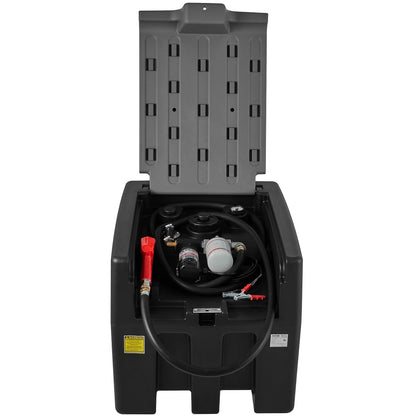 Tragbarer Dieseltank, 58 Gallonen Fassungsvermögen und 10 GPM Durchflussrate, Dieselkraftstofftank mit 12-V-Elektropumpe und 13,1 Fuß Gummischlauch, PE-Diesel-Transfertank für einfachen Kraftstofftransport, Schwarz