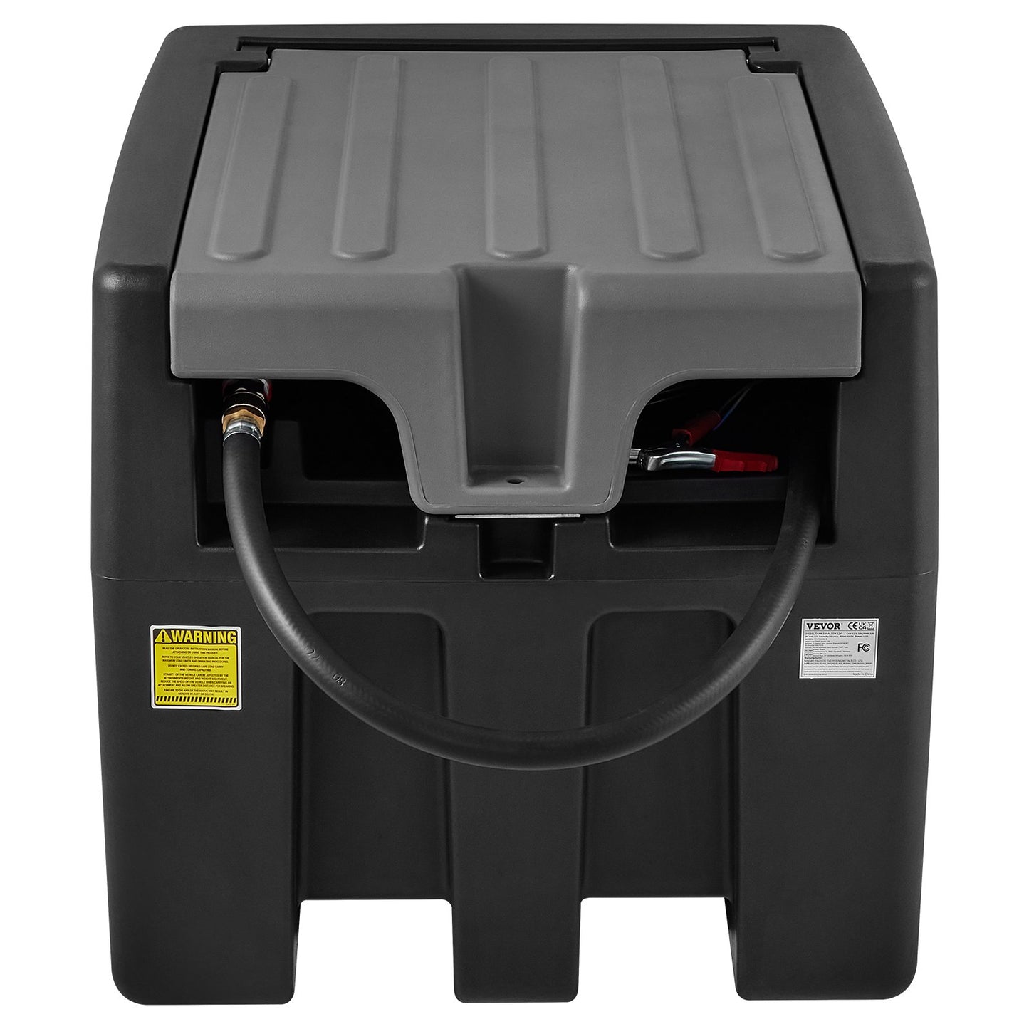 Tragbarer Dieseltank, 58 Gallonen Fassungsvermögen und 10 GPM Durchflussrate, Dieselkraftstofftank mit 12-V-Elektropumpe und 13,1 Fuß Gummischlauch, PE-Diesel-Transfertank für einfachen Kraftstofftransport, Schwarz