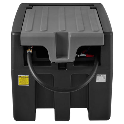 Tragbarer Dieseltank, 58 Gallonen Fassungsvermögen und 10 GPM Durchflussrate, Dieselkraftstofftank mit 12-V-Elektropumpe und 13,1 Fuß Gummischlauch, PE-Diesel-Transfertank für einfachen Kraftstofftransport, Schwarz