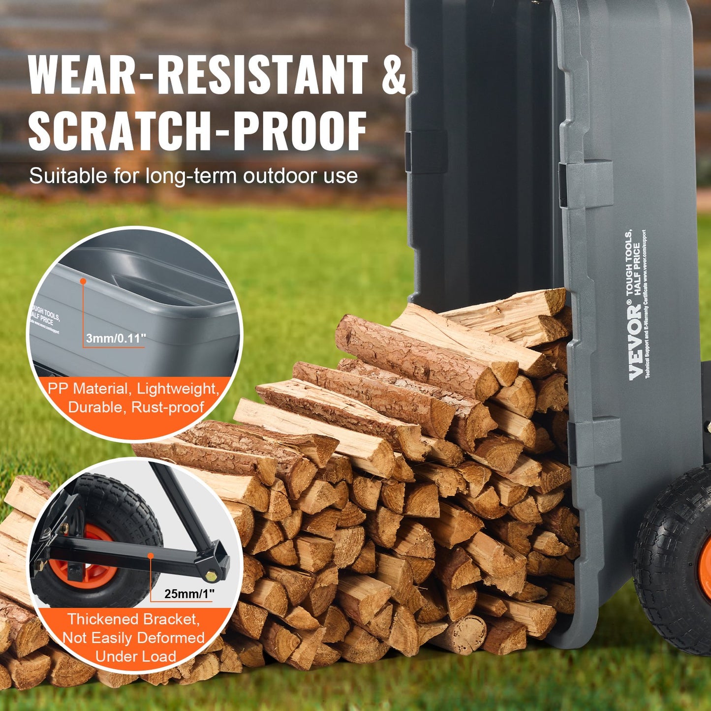 Poly-Garten-Kippwagen, robuste Farmkarren und -wagen, 4 Kubikfuß, 600 lbs