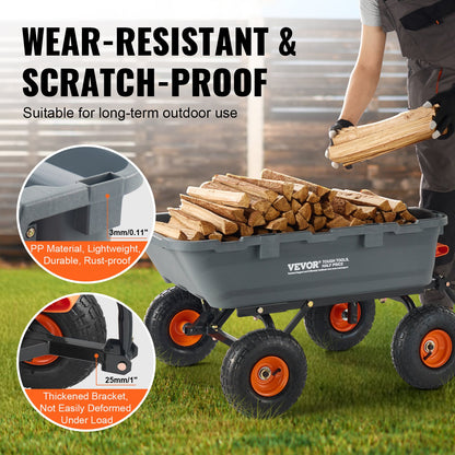 Poly Garden Dump Cart Kraftiga gårdsvagnar och vagnar 800 lbs 10" däck
