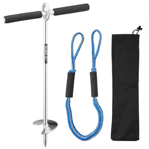 Sand Anchor, 18 in Stainless Steel Beach Anchor, Screw in Sand Boat Anchors with Spiral Blade, Shallow Water Boat Auger Anchors, for Securing Jet Ski PWC Pontoon Kayak on Beaches and Sandbars