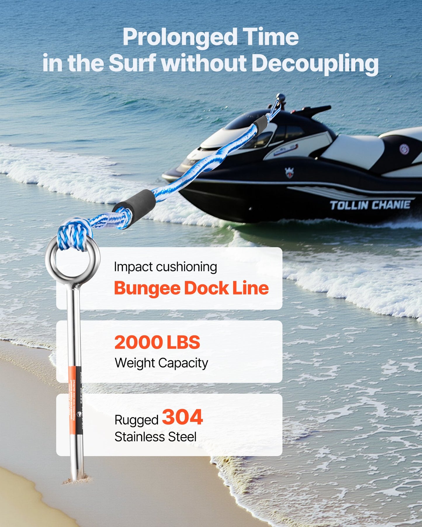 Sand Anchor, 18 in Stainless Steel Beach Anchor, Screw in Sand Boat Anchors with Spiral Blade, Shallow Water Boat Auger Anchors, for Securing Jet Ski PWC Pontoon Kayak on Beaches and Sandbars