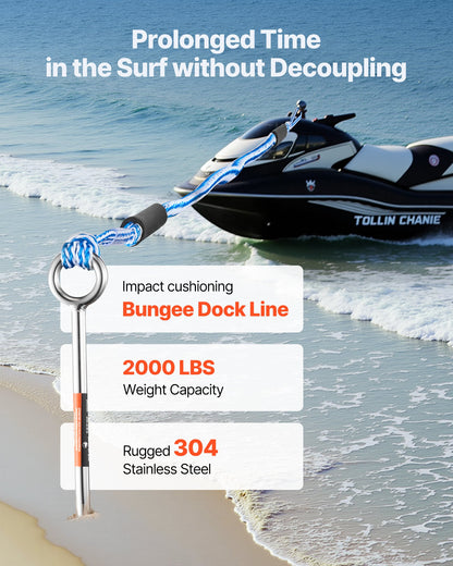 Sand Anchor, 18 in Stainless Steel Beach Anchor, Screw in Sand Boat Anchors with Spiral Blade, Shallow Water Boat Auger Anchors, for Securing Jet Ski PWC Pontoon Kayak on Beaches and Sandbars