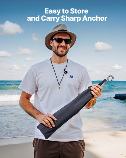 Sand Anchor, 18 in Stainless Steel Beach Anchor, Screw in Sand Boat Anchors with Spiral Blade, Shallow Water Boat Auger Anchors, for Securing Jet Ski PWC Pontoon Kayak on Beaches and Sandbars