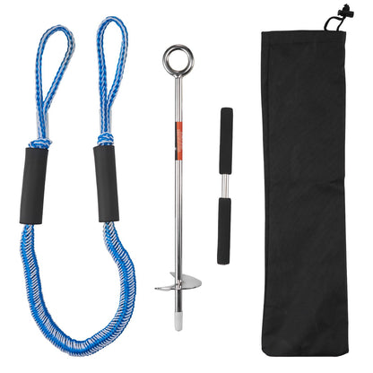 Sand Anchor, 18 in Stainless Steel Beach Anchor, Screw in Sand Boat Anchors with Spiral Blade, Shallow Water Boat Auger Anchors, for Securing Jet Ski PWC Pontoon Kayak on Beaches and Sandbars