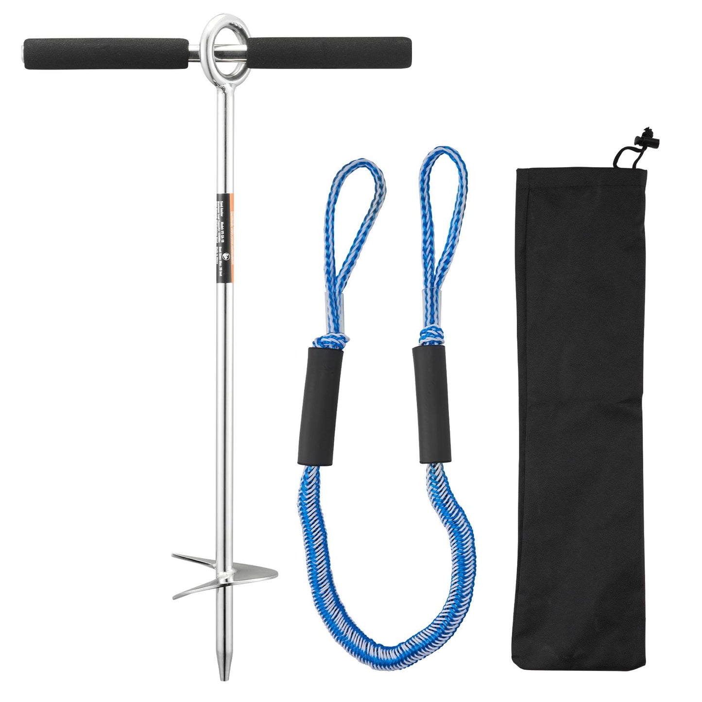 Sand Anchor, 18 in Stainless Steel Beach Anchor, Screw in Sand Boat Anchors with Spiral Blade, Shallow Water Boat Auger Anchors, for Securing Jet Ski PWC Pontoon Kayak on Beaches and Sandbars