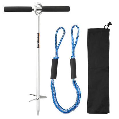 Sand Anchor, 18 in Stainless Steel Beach Anchor, Screw in Sand Boat Anchors with Spiral Blade, Shallow Water Boat Auger Anchors, for Securing Jet Ski PWC Pontoon Kayak on Beaches and Sandbars