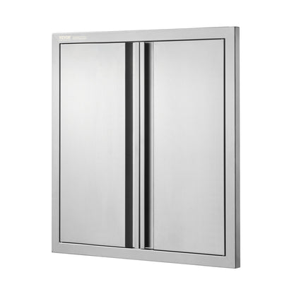 BBQ access door, 610x610 mm double outdoor kitchen door, stainless steel recessed door, vertical wall door with recessed handles, for BBQ Island, grill station, outdoor cabinet