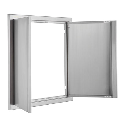 BBQ access door, 610x610 mm double outdoor kitchen door, stainless steel recessed door, vertical wall door with recessed handles, for BBQ Island, grill station, outdoor cabinet