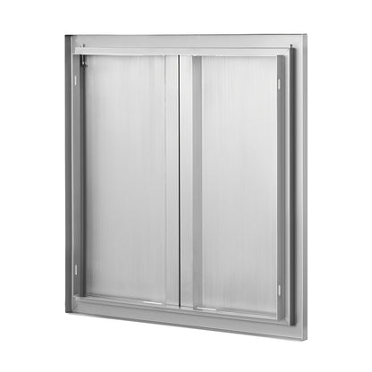 BBQ access door, 610x610 mm double outdoor kitchen door, stainless steel recessed door, vertical wall door with recessed handles, for BBQ Island, grill station, outdoor cabinet