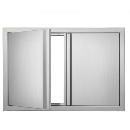 BBQ Access Door, 30W x 21H Inch Double Outdoor Kitchen Door, Stainless Steel Flush Mount Door, Wall Vertical Door with Recessed Handles , for BBQ Island, Grilling Station, Outside Cabinet