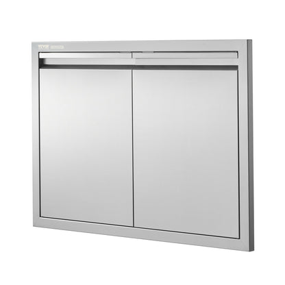 BBQ Access Door, 30W x 21H Inch Double Outdoor Kitchen Door, Stainless Steel Flush Mount Door, Wall Vertical Door with Recessed Handles , for BBQ Island, Grilling Station, Outside Cabinet