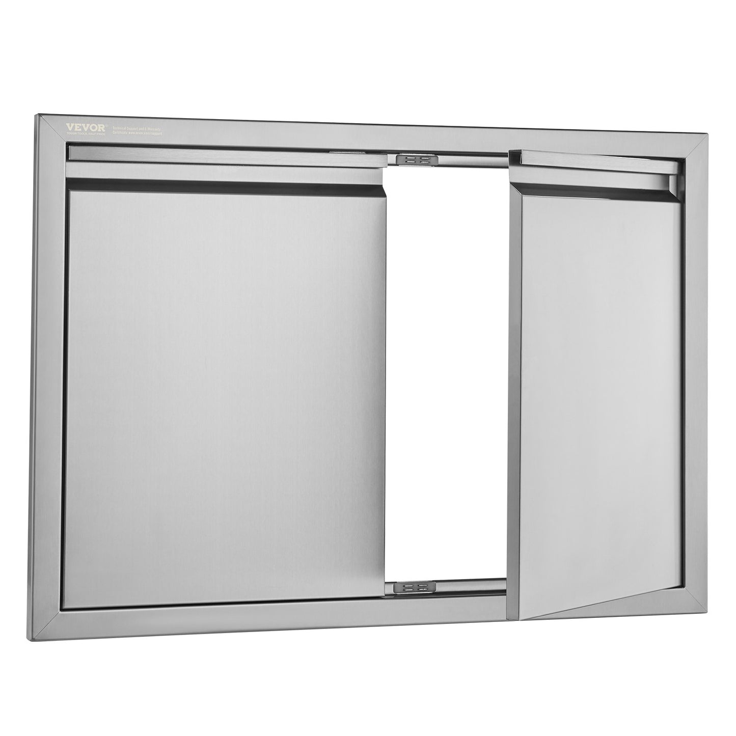 BBQ-åtkomstdörr, 762x532 mm dubbel utomhusköksdörr, infälld dörr i rostfritt stål, vertikal väggdörr med infällda handtag, för BBQ Island, grillstation, ytterskåp