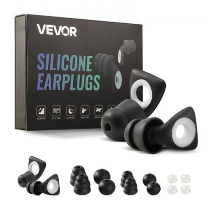 Ear Plugs for Sleeping Noise Cancelling, NRR 25 dB Reusable High Noise Reduction Earplugs, Flexible Silicone Soft Earplug with 12 Ear Tips in M / L, for Sleeping, Working, Studying & Traveling
