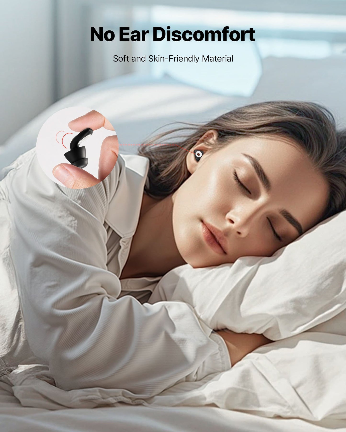 Ear Plugs for Sleeping Noise Cancelling, NRR 25 dB Reusable High Noise Reduction Earplugs, Flexible Silicone Soft Earplug with 12 Ear Tips in M / L, for Sleeping, Working, Studying & Traveling