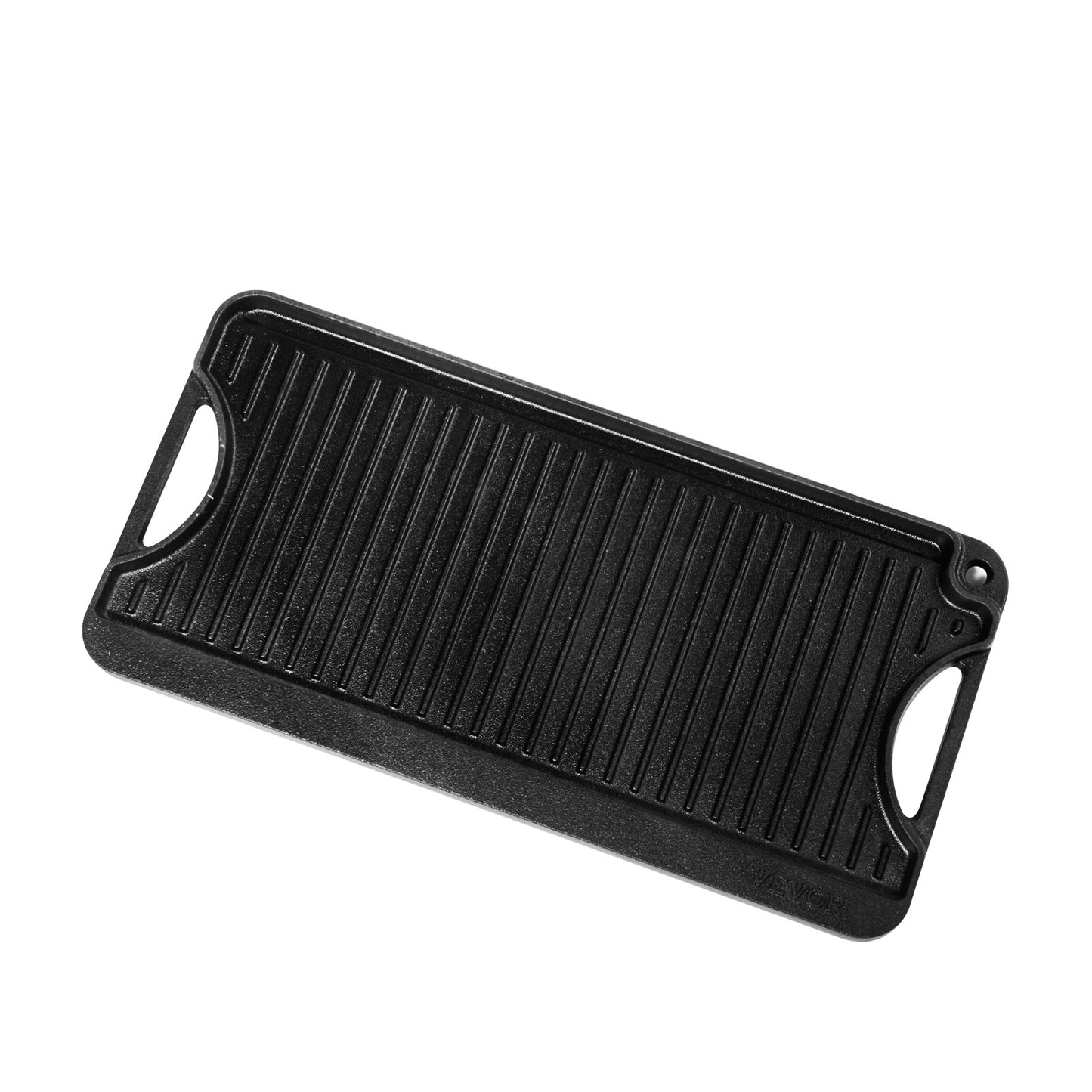 20x10 Zoll Wendegrillpfanne aus Gusseisen, vorgewürzt, Schwarz