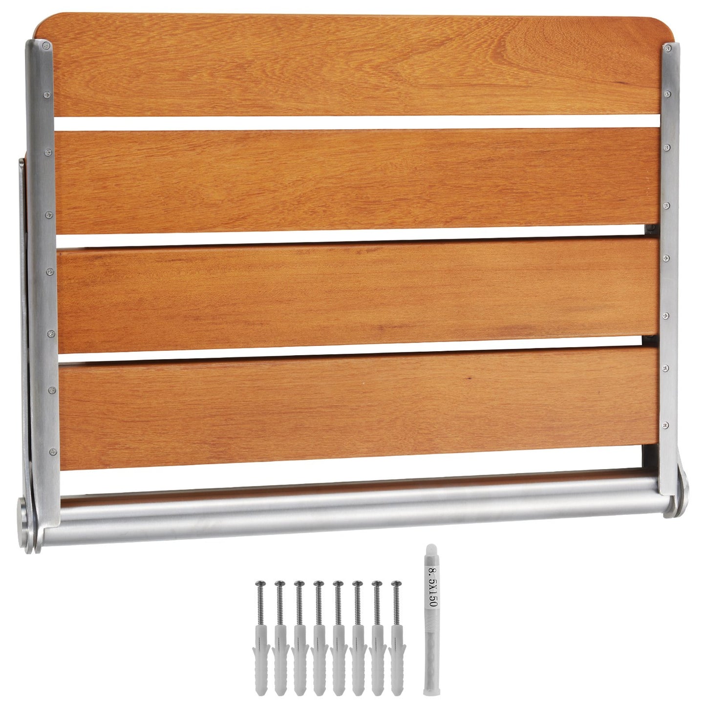 Klappbarer Duschsitz aus Teakholz, 53,3 x 40,6 cm, Wandmontage, Duschbank, 227 kg