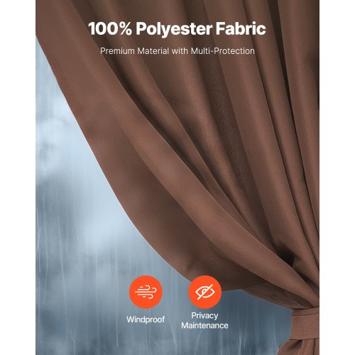 Sichtschutzvorhang für Pavillon, 3,0 x 3,0 x 2,0 m, wasserdicht, Kaffeebraun | EU