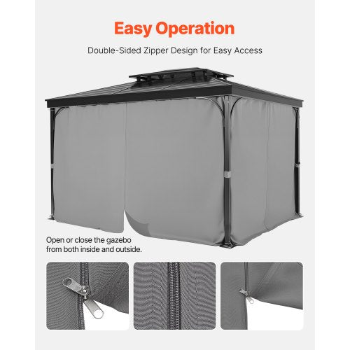 Gazebo Privacy Gardin 10' x 10' x 6,7' Vattentät Gazebo Gardiner Grå |  EU